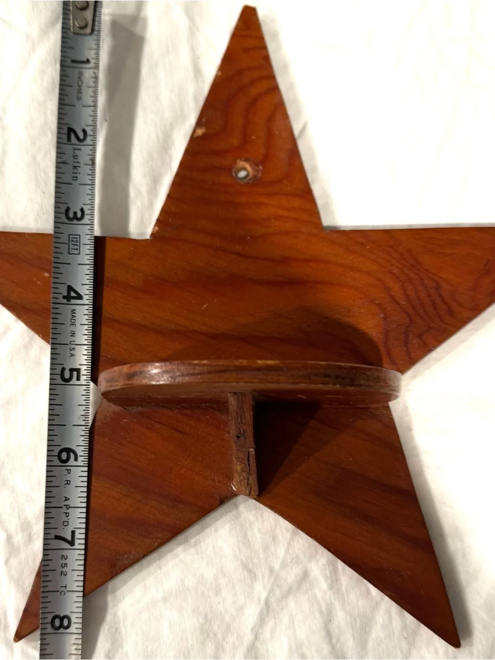 Vintage Small Folk Art Wooden Star Wall Shelf - Brown